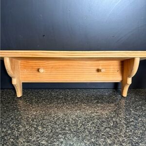 Natural Wood Wall Shelf with Pegs